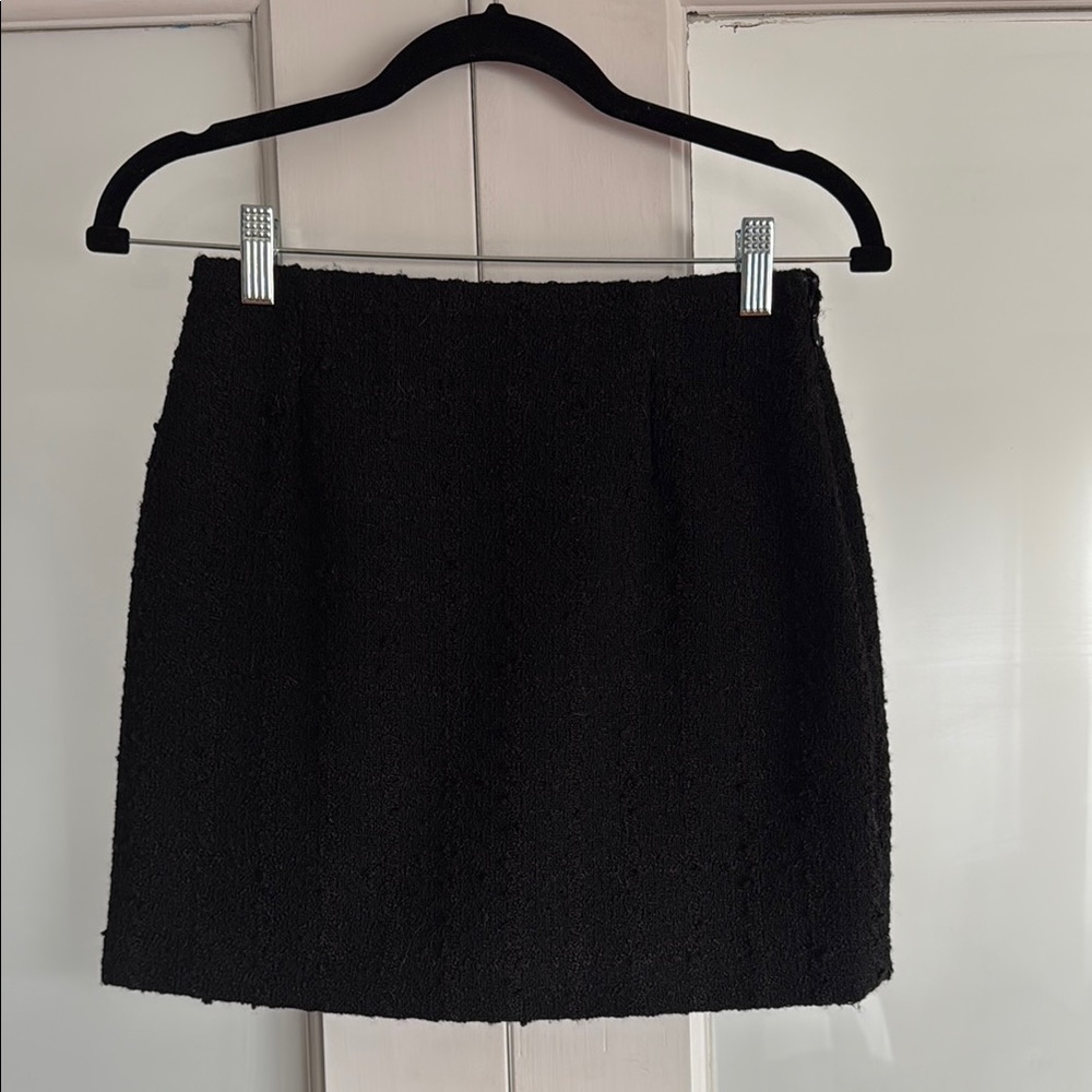 H&M Black Tweed Mini Skirt